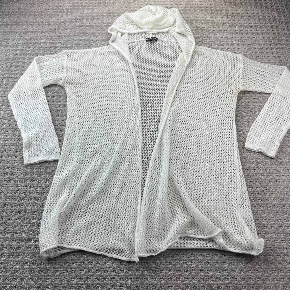 Introspect Plus Open Knit See Through Sweater Women Size 1X White Hooded